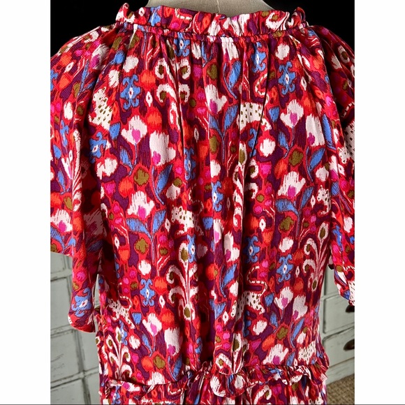 Anthropologie Robin Tiered Whimsical Cat Red Mini Dress L - Picture 10 of 12